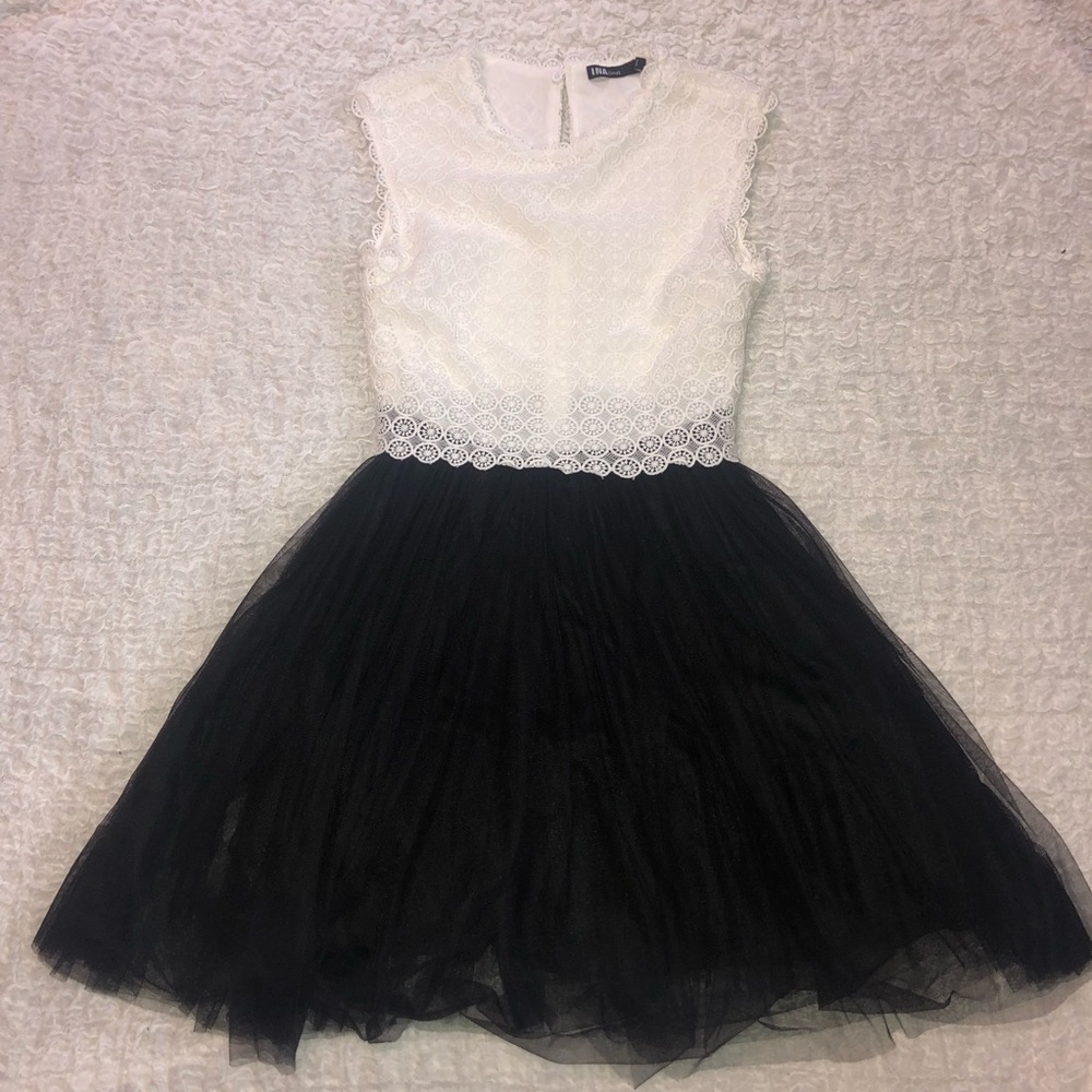 INA Black and White Dress